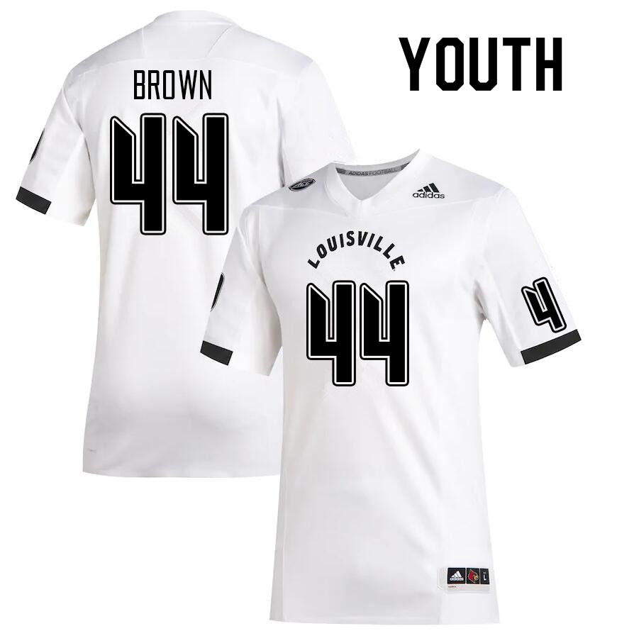 Youth #44 Selah Brown Louisville Cardinals College Football Jerseys Sale-White - Click Image to Close